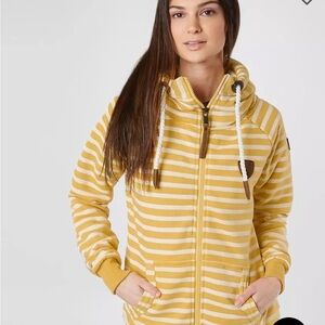Wanakome Yellow and White Cuffed Sleeve Long Sleeve Sweatshirt